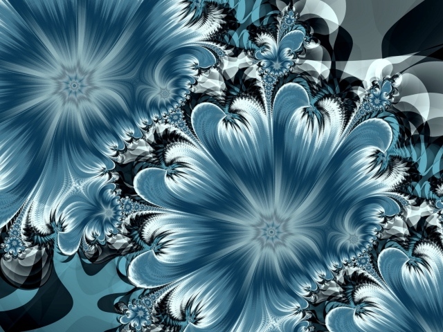 Красивый абстрактный синий цветок с узорами 