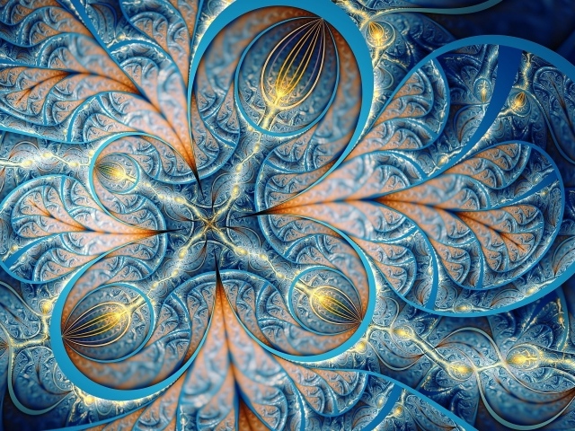 Красивый фрактальный голубой 3д рисунок 