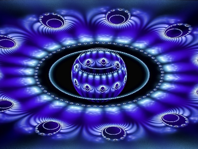 Синий цветок со сферой внутри 3д графика