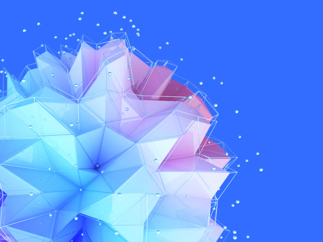 Голубой геометрический цветок на синем фоне 