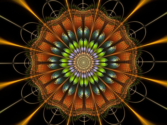 Цифровой цветок мандала крупным планом