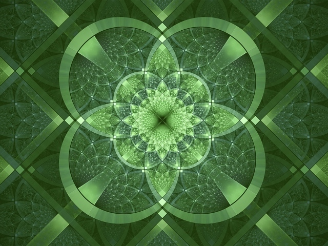 Фрактальный зеленый узор с фигурами