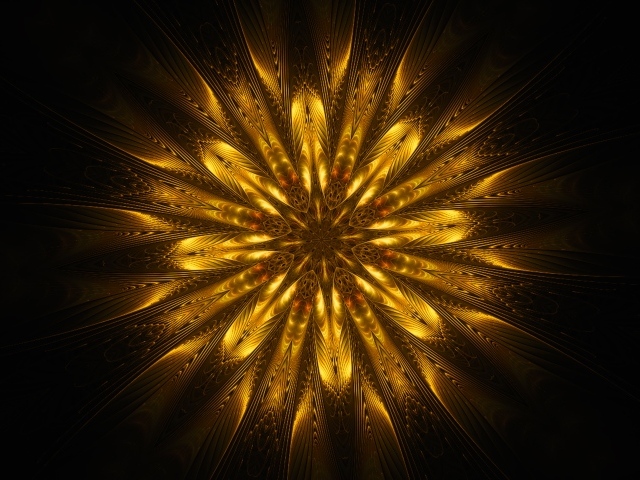 Золотой цветок мандала на черном фоне