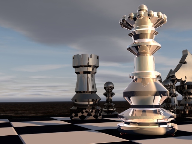 Большие стальные шахматные 3д фигуры