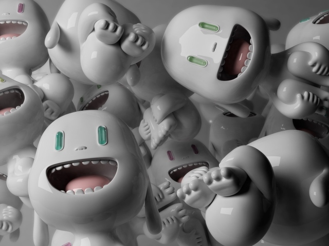Много маленьких белых человечков 3д графика