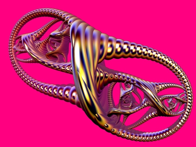 Металлический узел на розовом фоне 3д