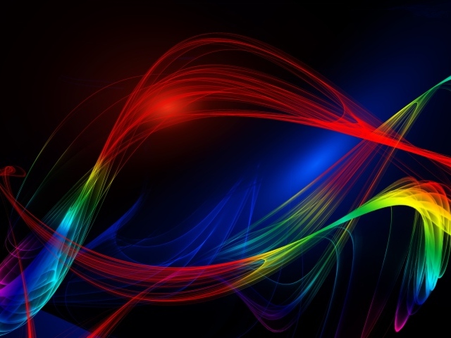 Разноцветные абстрактные волны на темном фоне