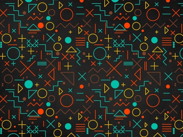 Разноцветные геометрические фигуры на черном фоне