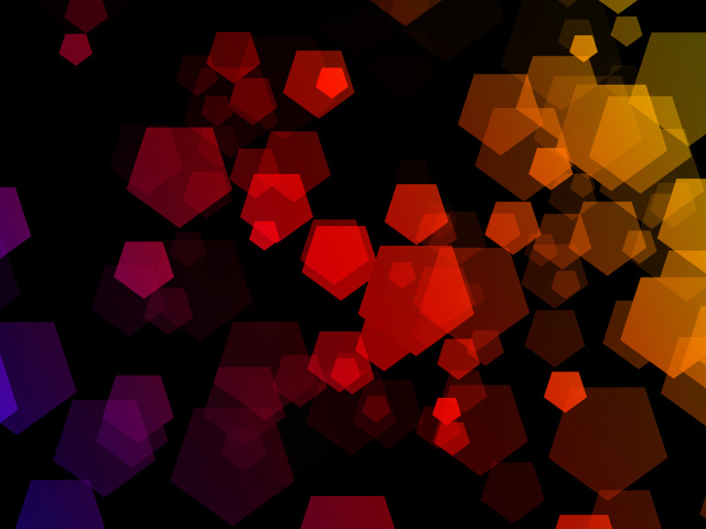 Разноцветные пятигранники на черном фоне