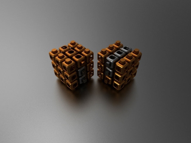 Два куба на сером фоне 3д графика