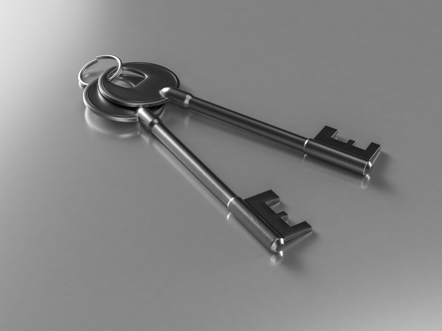 Два ключа на серой поверхности 3д графика