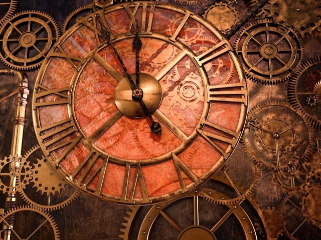 Старинные часы с шестеренками крупным планом