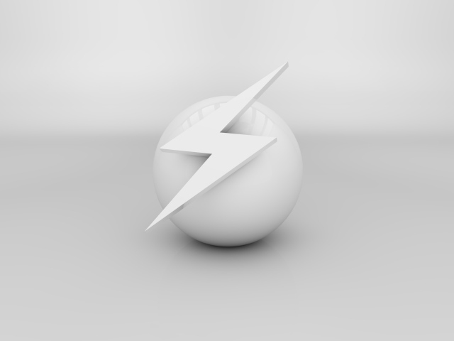 Белый шар с молнией на белом фоне