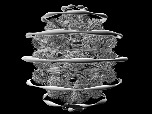 Белый фрактальный рисунок на черном фоне