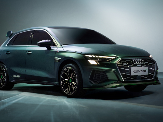 Автомобиль Audi A3 Sportback 35 TFSI S Line YIBO 2020  года на сером фоне