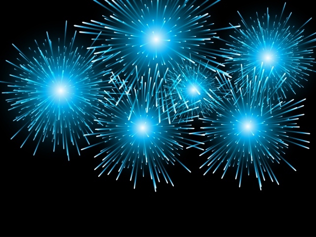 Яркий голубой салют на черном фоне