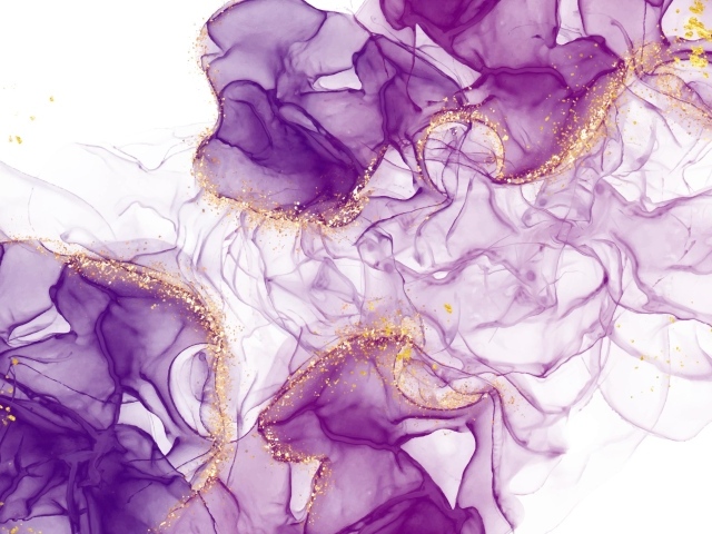 Фиолетовый дым с блестками на белом фоне 