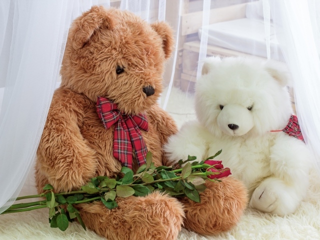 Два игрушечных медведя с розами 
