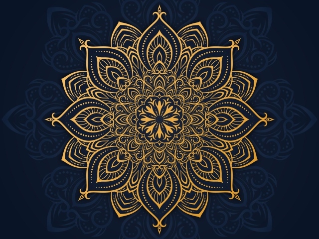 Красивый золотистый рисунок на синем фоне