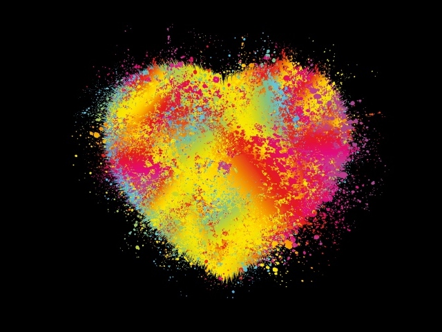 Красочное разноцветное сердце на черном фоне