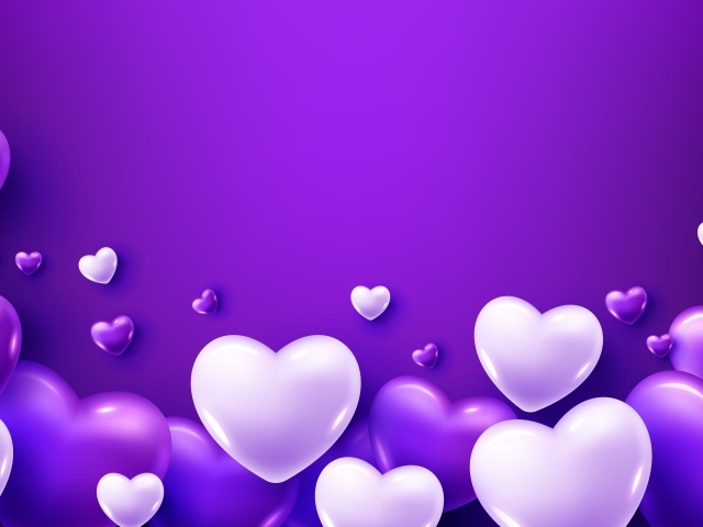 Белые сердечки на фиолетовом фоне