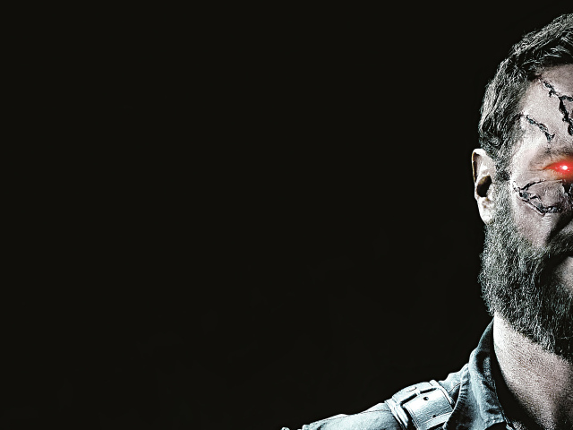 Кано персонаж фильма Мортал Комбат на черном фоне