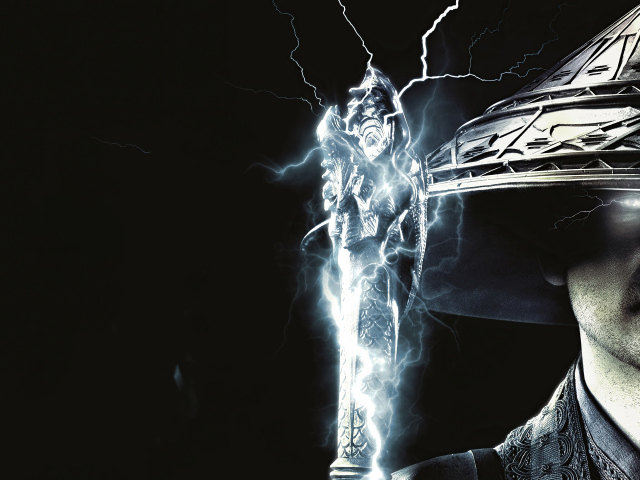 Райдэн на черном фоне персонаж фильма Мортал Комбат , 2021