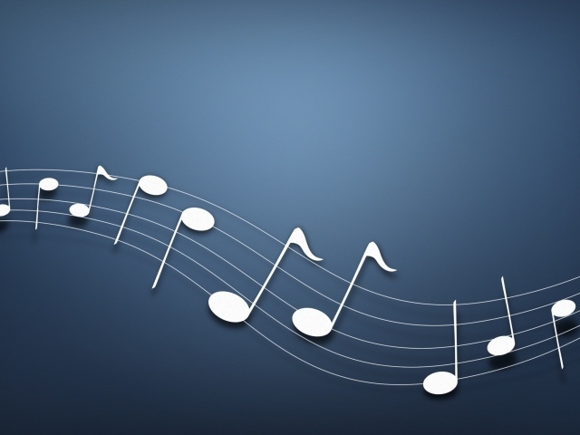 Белый нотный ряд на синем фоне