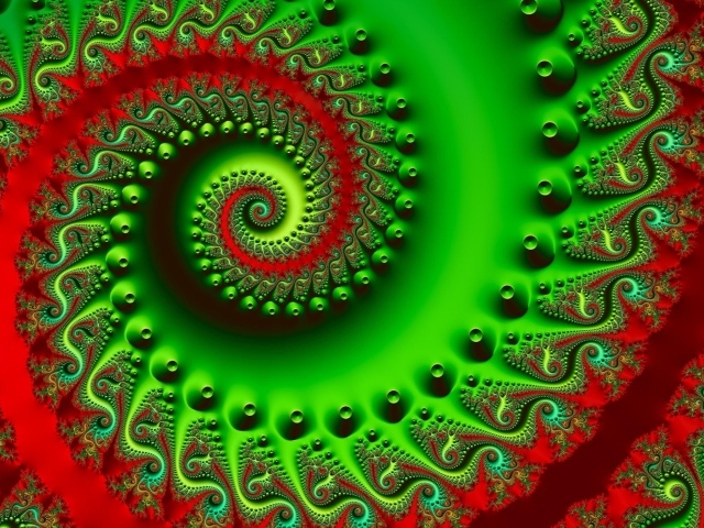 Зелено-красная абстрактная спираль 