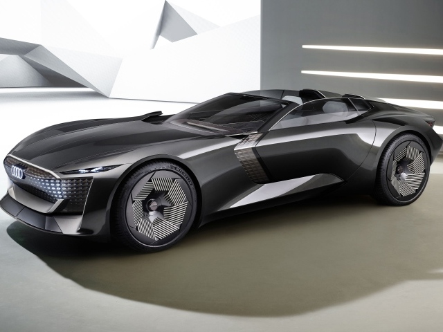 Черный необычный автомобиль Audi Skysphere Concept 2021 года