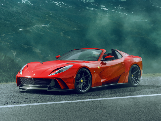 Красный Novitec Ferrari 812 GTS N-Largo 2021 года на дороге
