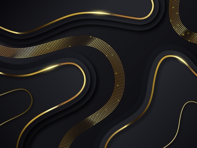 Черный фон с золотыми волнами 