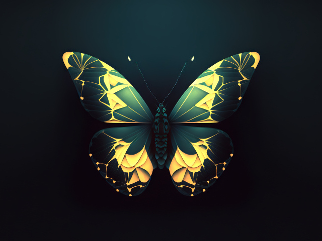Красивая бабочка на черном фоне 3д графика