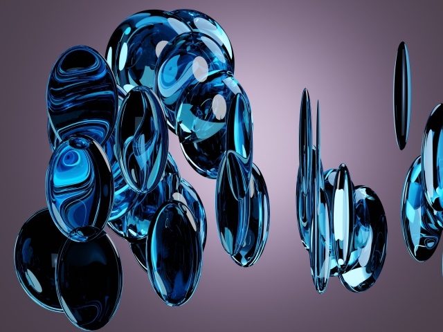 Синие кристаллы на черном фоне