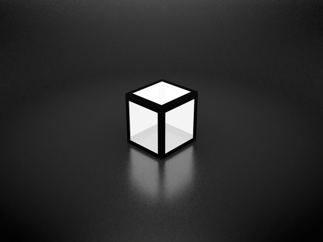 Светящийся белый куб на сером фоне