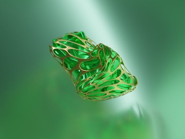 Зеленый 3д кристалл на фоне