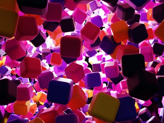 Много разноцветных кубиков 3д графика