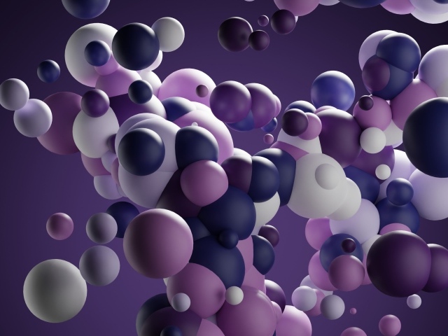 Разноцветные молекулы на фиолетовом фоне