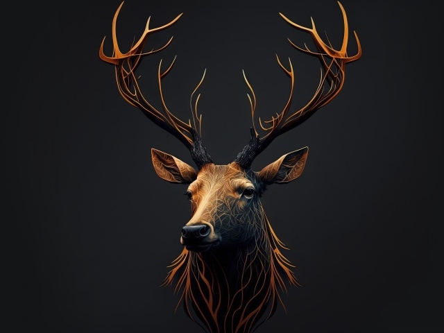 Нарисованная голова оленя на стене