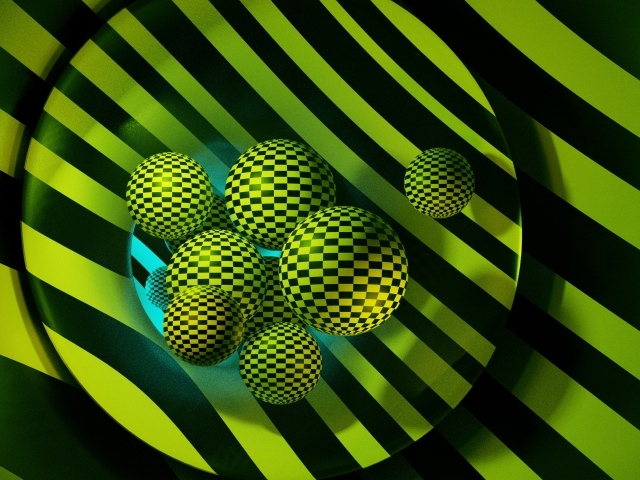 Желтые 3д шары в черную клетку