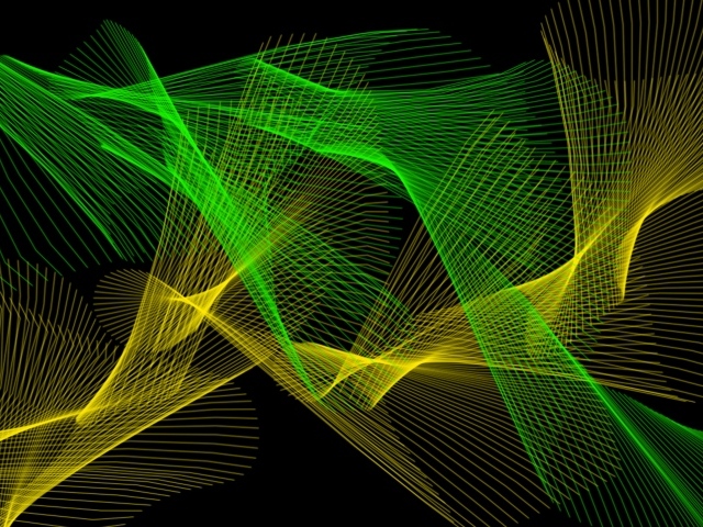 Желтая и зеленая абстрактная сетка на черном фоне