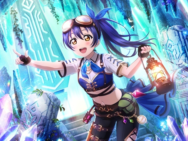 Девушка аниме с фонарем в руке