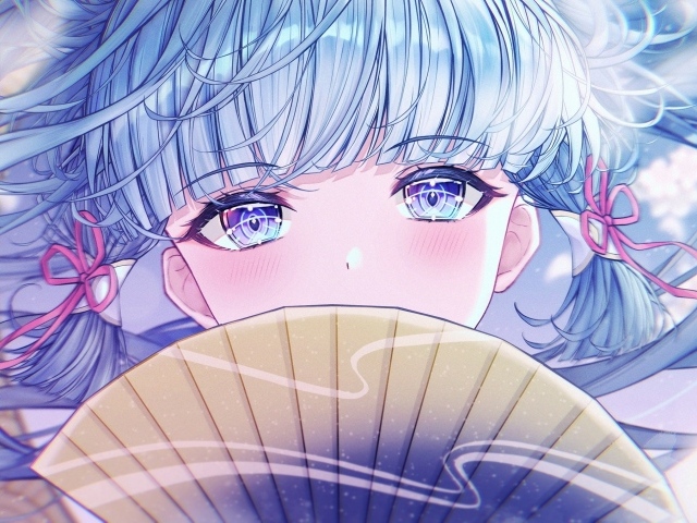 Девушка аниме с большими голубыми глазами