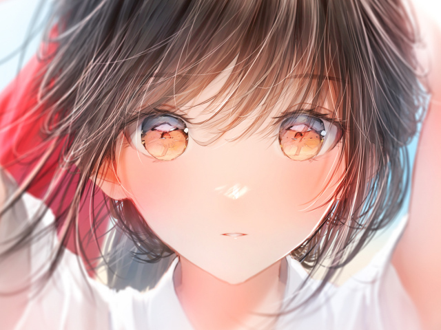 Большие карие глаза девушки аниме