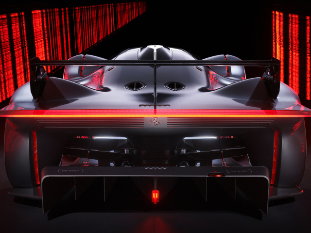 Крупный план сзади на автомобиль Ferrari Vision Gran Turismo