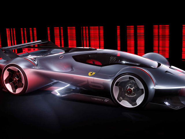 Серебристый спортивный автомобиль Ferrari Vision Gran Turismo