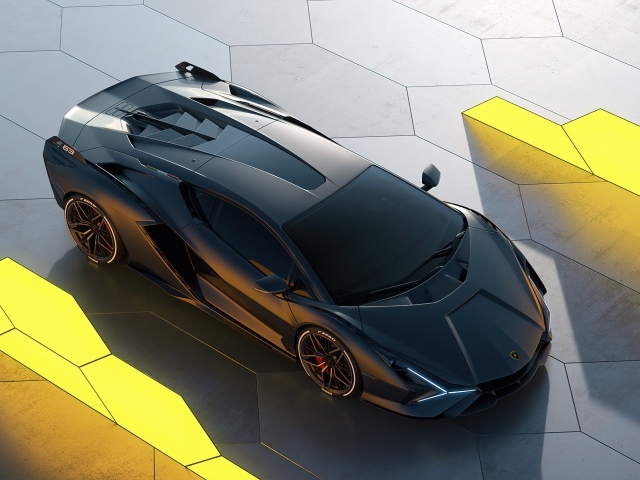 Вид сверху на автомобиль  Lamborghini Sian CGI