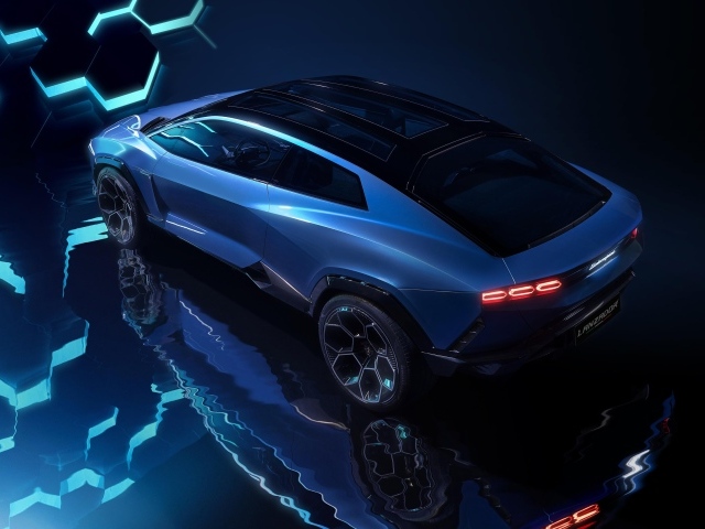 Вид сверху на автомобиль Lamborghini Lanzador Concept EV