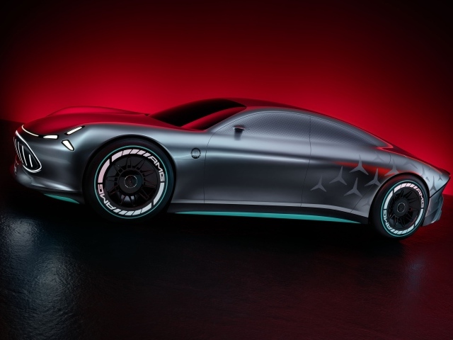 Автомобиль Mercedes Vision AMG Concept  на красном фоне