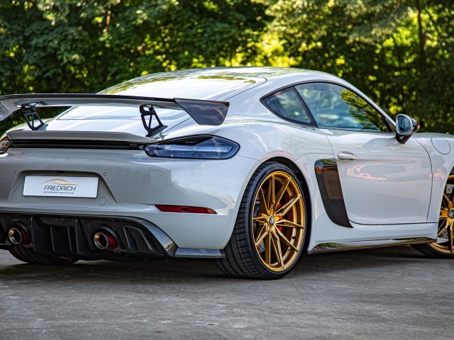 Автомобиль Porsche 718 Cayman GT4 вид сзади